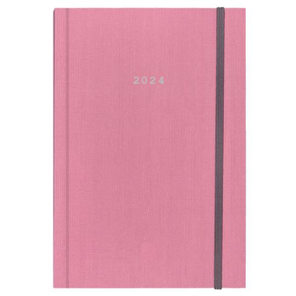 Next ημερολόγιο 2024 fabric ημερήσιο δετό ροζ με λάστιχο 12x17εκ.