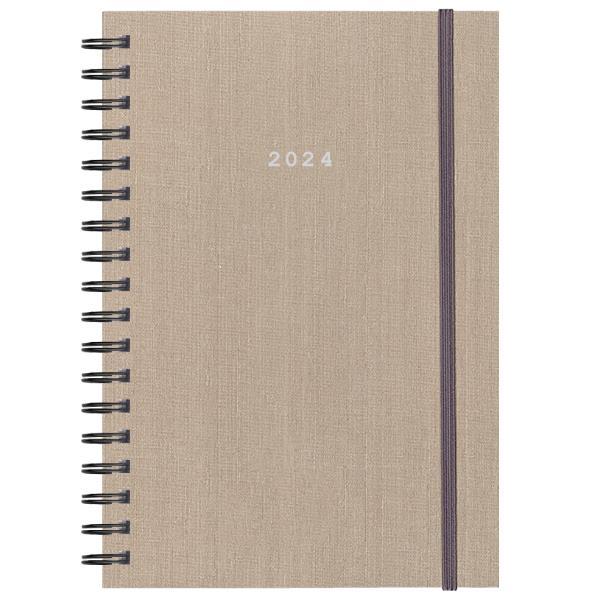 Next ημερολόγιο 2024 fabric plus ημερήσιο σπιράλ μπεζ 12x17εκ.