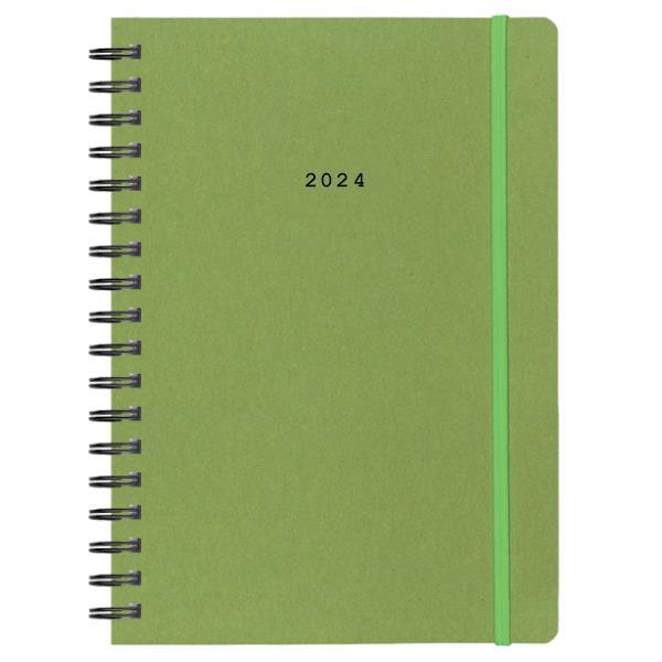 Next ημερολόγιο 2024 Natural ημερήσιο σπιράλ πράσινο με λάστιχο 12x17εκ.