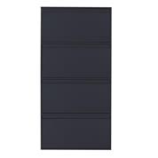 Nextdeco παπουτσοθήκη μαύρη μεταλλική με 4 τμήματα Υ137,5x65,5x15,5εκ.