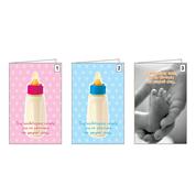 Ευχετήριες κάρτες γέννησης 12x17εκ, 3 σχέδια κοκτέηλ