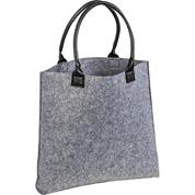 Τσάντα χειρός από τσόχα γκρι, με χερούλια δερματίνης Υ41,5x43,5x9εκ.