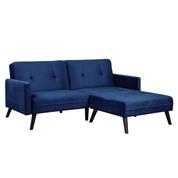 Καναπές γωνία κρεβάτι Livia βελούδο μπλε με υποπόδιο 211x158xY83 εκ.