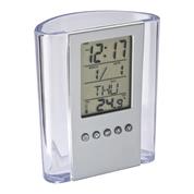 Μολυβοθήκη ακρυλική με ρολόι, ημερολόγιο και θερμόμετρο