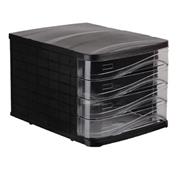 Ark συρταριέρα πλαστική μαύρη με 4 διάφανα συρτάρια Α4, Υ24x29x36εκ.