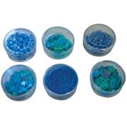 Χάντρες και πούλιες πλαστικές 6 σχέδια σε blister μπλε