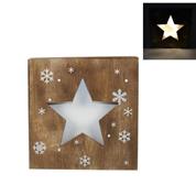 Χριστουγεννιάτικο φωτιζόμενο καδράκι "αστέρι" ξύλινο Υ25x25εκ.