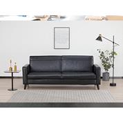Soho καναπές-κρεβάτι τριθέσιος, τύπου δέρμα, μαύρος Υ81x201x90εκ.