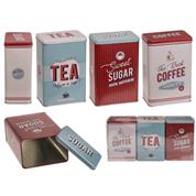 Μεταλλικά κουτιά ρετρό, Καφές, Τσάι & Ζάχαρη, σετ 3 τμχ, Υ19 x11 x7,5 εκ./κουτί