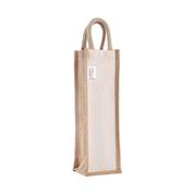 Τσάντα για μπουκάλι από φυσική γιούτα/λινάτσα  και καμβά 11x10xY35εκ.