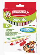 Fibracolor μαρκαδόρος με χοντρή & λεπτή μύτη 12χρώμ.