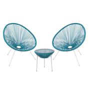 ACAPULCO σετ κήπου 3τεμ. Καρέκλες και τραπέζι rattan μπλε Y89x73x76εκ. & Φ50x50εκ.