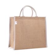 Τσάντα από φυσική γιούτα/λινάτσα  με λευκές επενδεδυμένες λαβές 38x20xY42εκ.